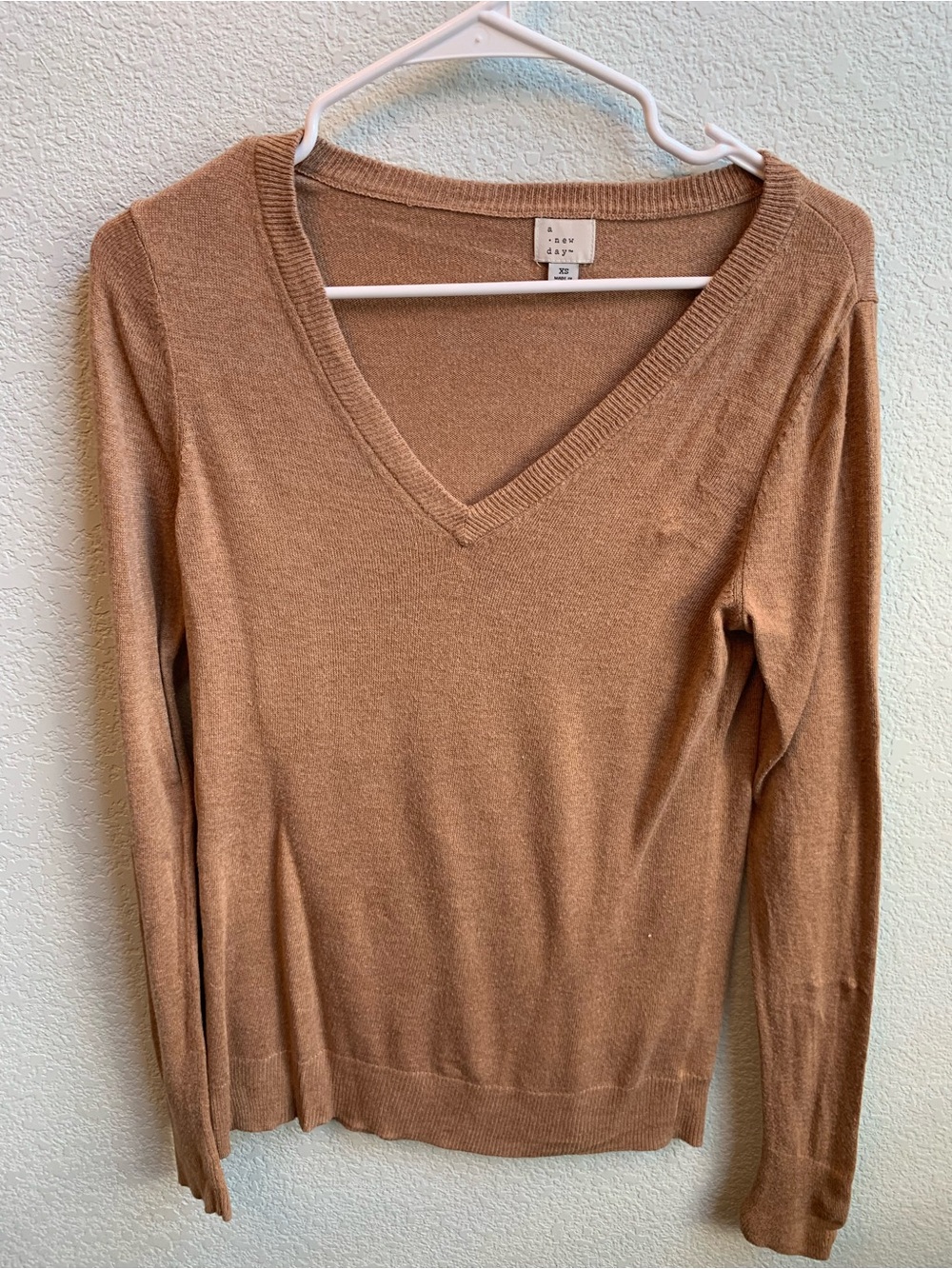 a new day Camel/Tan V-Neck Women's Sweater